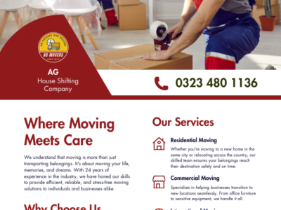 AG Packers and House Shifting Service Company Lahore 0323 4801136