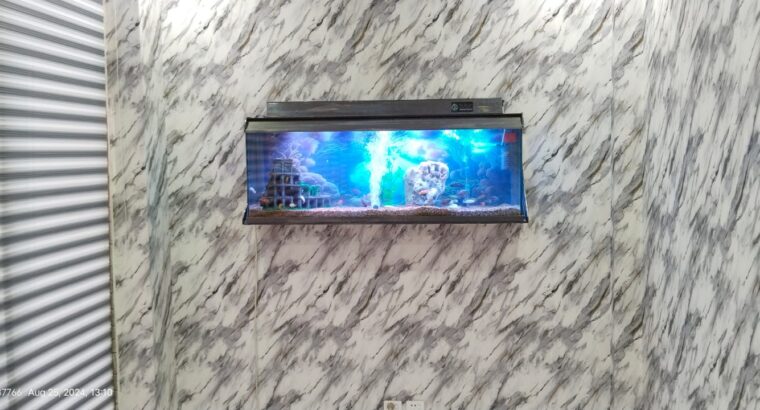 Gray wall mounted aquarium